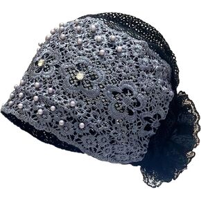 Sequins Turban Stretchy Headscarf Soft Lace Bonnet Beanie Cap Headwrap for Women