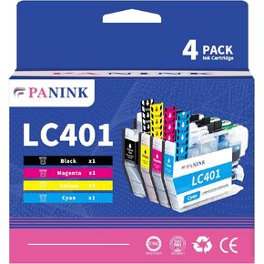 استبدال خراطيش الحبر LC401 المتوافقة لطابعة Brother LC401 LC 401 LC401XL LC401 XL لطابعة Brother MFC-J1010DW MFC-J1012DW MFC-J1170DW (4 عبوات)