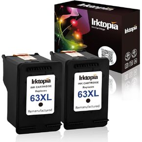 Inktopia Remanufactured Ink Cartridge Replacement for HP 63 XL 63XL Use with HP OfficeJet 5255 5258 3830 3831 3832 Envy 4512 4516 4520 DeskJet 1112 2130 3633 3634 Printer (2 Black)
