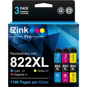 E-Z Ink Pro 822XL 822 Ink Cartridges High Yield Remanufactured Replacement for Epson 822 822 XL T822 Ink Cartridges Combo Pack to Work with EPSON Workforce Pro WF-3820, WF-3823, WF-4820 (3 Pack)