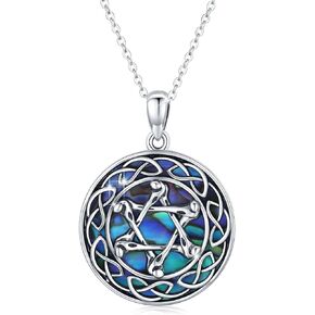 نجمة داود قلادة، 925 الفضة الاسترليني عقدة سلتيك ستة نجمة مدببة قلادة مثالية الدينية محظوظ أذن البحر سداسية نجمة القلائد مجوهرات هدية للنساء الفتيات الفتيان الرجال in Kuwait