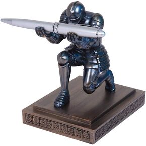 Knight Pen Holder Pen Stand with a Pen, Personalized Desk Accessory for a Gift, Decoration Pencil Holder Desk Organizer(Base Glue Not Included) (Blue) in Saudi Arabia