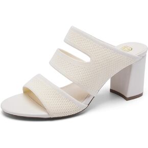 Women's Low Chunky Block Heeled Sandals Open Toe Slip on Comfortable Work Dress Casual Heel Shoes