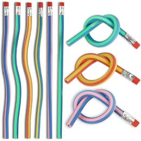 5Pcs colorful Stripe Soft Pencil Flexible Stationery Eraser Soft Writing Bendy Stu G9z8 Pencil Pens With Flexible,Wooden Lead Pencils,Not Easy to Break Office Products,Writing and Correction Supplies