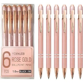 Stylus Pens for Touch Screens, 6 Pack Rose Gold Inspirational Pens, 1.0mm Medium Point BallPoint Pens, Cute Pens Nurse Gifts Office Supplies for Women (Motivational, 6 Pcs Rose Gold)