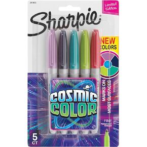Sharpie Permanent Markers, Fine Point, Cosmic Color, Limited Edition, 5 Count