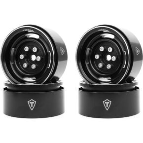 TREAL 1.9 Beadlock Wheel Rims Heavy Duty Vintage Style CNC 1.9 Inch Wheels(4P) for 1:10 RC Crawler TRX-4 SCX10 III SCX10 PRO SCX10 II -Type P(Black)