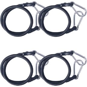 Black Bungee Cord with Carabiner Hook | 4 Pack 12'' Superior Rubber Heavy Duty Straps Strong Elastic Rope for Outdoor Tent, Luggage Rack，Camping, Cargo,RV,Bike, Transporting, Storage…