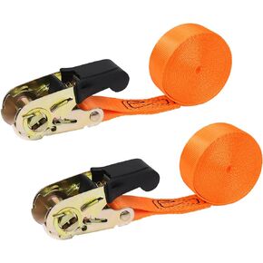 2 Pack 10FT Endless Ratchet Tie Down Strap, NO Hook, Heavy Duty Cargo Tie Downs, Ratcheting Securing Strap for Tree Climbing Holds, Orange