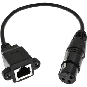 XLR 3-Pin Female to RJ45 Female Adapter Cable - XLR Male to RJ45 Ethernet Connector, CAT5 Extension for DMX-CON Controller Series 1.1Ft