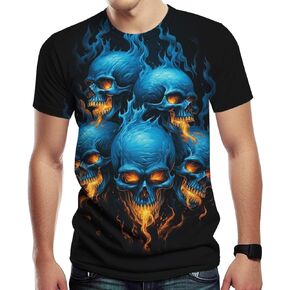 Men's Cool Skull T-Shirt Summer Fashion Graphic Shirts Short Sleeve