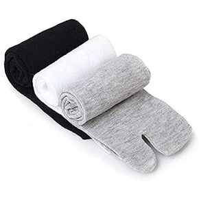 3 Pairs Men Women Unisex Casual Sandal Split Two Toe Tabi Flip Flops Socks Elastic Free Size White + Grey + Black in Kuwait