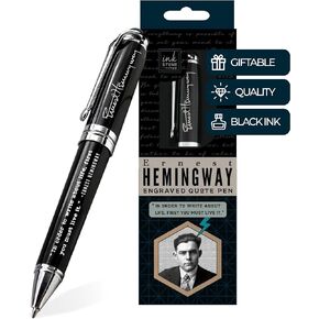 Ernest Hemingway Inspirational Quote Pen - In Order to Write About Life, First You Must Live it. - Engraved Luxury Gift Pen for Writer English Teacher Author Editor Journalist