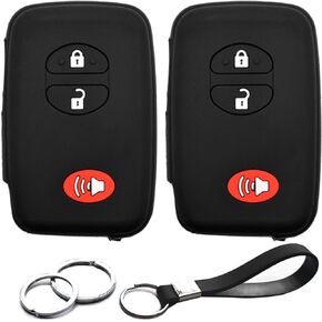 2pcs Compatible with Toyota 4Runner Prius V C Venza Land Cruiser RAV4 Avalon Camry Highlander Scion tC HYQ14ACX 3 Buttons Black Key Fob Cover Case Key Chain Protector Keyless Remote Holder