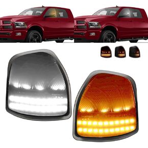 ROCCS White Side Mirror Marker Light Sequential Amber Switchback Turn Signal Lights LED Compatible with 2010-2018 Dodge Ram 1500 2500 3500 4500 5500,Clear Lens
