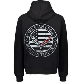 C7 Corvette Born in The USA American Legacy Zip Up Hoodie Jacket - Black
