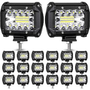LED pods light,20pcs 4INCH Triple Row LED Work Light 60W 12000LM Spot Flood Combo Off Road Driving Lights for Pickup Truck ATV UTV SUV Boat Light