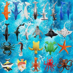 BLMHTWO 24 Pieces Sea Animals Toys Set, Ocean Sea Animals Figures Plastic Sea Creatures Bath Educational Toys Realistic Image of Underwater Creatures