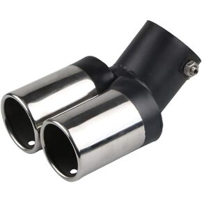 idain Stainless Steel Curved Type Double Tube Universal Car Vehicle Exhaust Muffler Steel Tail Pipe Fit Pipes Diameter 1.5" to 2.1"