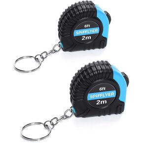3 pc Small Tape Measure Mini Measuring Tape Keychain 6ft 2M, Blue & Black
