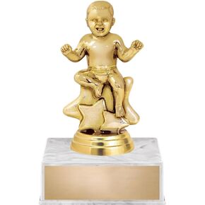 Crown Awards Baby Trophy, 5.5" Baby Sitting On Stars Trophy On White Luxury Trophy Base