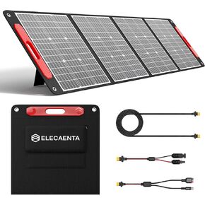 ELECAENTA 300W Portable Solar Panel for Power Station, 25% High Efficiency (4th Gen 2024 Release), Ultra-Light/Only 16lbs, Monocrystalline ETFE Solar Charger for Outdoors RV Camping Off Grid