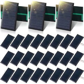 30 Pcs Small Solar Panels Mini Polycrystalline Solar Cells 5v 60ma Solar Epoxy Plate Photovoltaic Cells Charger Module with 10 cm Cable for Solar Battery Charger DIY Solar System 68 x 37 mm