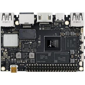 Amlogic A311D2 Single Board Computer-khadas VIM4 with 3.2 Tops NPU with Active Cooling Kit Supports 4K UI and HDMI Input, 4 Display Interfaces, LAN WiFi 6&BT5.1, 8GB 64bit LPDDR4X 2016MHz