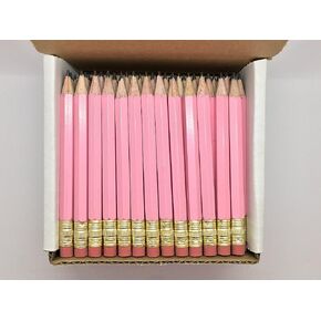 Half Pencils with Eraser - Golf, Classroom, Pew - Hexagon, Sharpened, 2 Pencil, Color - Pastel Pink, Box of 72 Golf Pocket Pencils TM