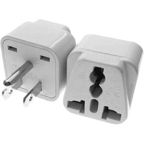2 Pack of ALINNA US Travel Plug Adapter, Universal UK EU AU CN JP to USA(Type B), 3 Prong Grounded USA Wall Plug, EU to US Travel Adaptor Outlet Power Converter (Black)