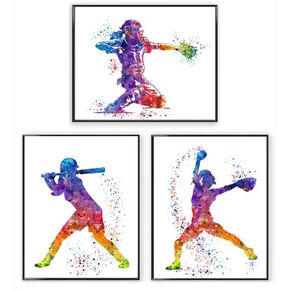 Softball Posters for Teen Girls Bedroom, Softball Pictures Wall Decor for Bedroom, Softball Art Wall Decor, Softball Room Decor for Teen Girls, Softball Decor for Girls Bedroom, 8" X 10" - UNFRAMED