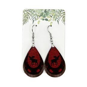 Buffalo Plaid Moose Earrings, Christmas Earrings, Buffalo Plaid Christmas Earrings