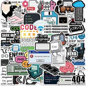 Programming Stickers for Developers Hackers Engineers Programmers, Asverbet Program Stickers for Laptop Computer Water Bottles Luggage, Waterproof Vinyl Funny Decals(50PCS)