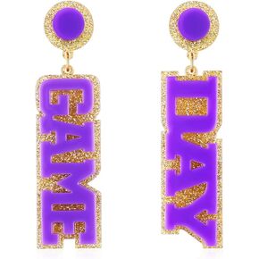 Game Day Earrings for Women,Acrylic Football/Rugby/Baseball/Basketball/Volleyball Team Sports Spirits Cheer Fan Gifts Acrylic Football Earrings Game Day Accessories Team Sports Fan Earrings Football Team Gifts
