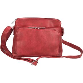 Small Multi-pocket Faux Soft Leather Cross Body Purse with Side Organizer