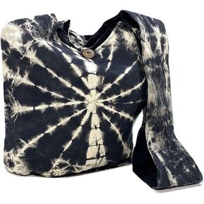 Original Collections Black and White Tie Dye Crossbody Shoulder Bag Large