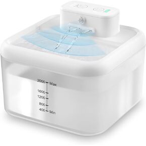 PcEoTllar Cat Water Fountain, Wireless & Rechargeable Battery Operated, 67oz/2L Water Fountains for Cats Indoor, Cat Fountains for Drinking, Quiet Pump, 3 Work Modes, Suitable for Cats and Dogs