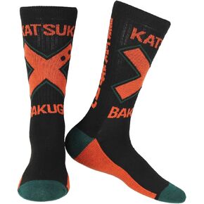 Bioworld My Hero Academia Men's Katsuki Bakugo Mid-Calf Athletic Crew Socks