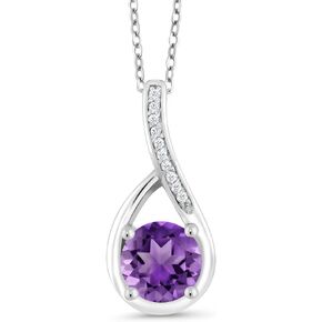 Gem Stone King 925 Sterling Silver 6MM Round Gemstone Birthstone and White Diamond Necklace | Infinity Pendant Necklace for Women | With 18 Inch Chain