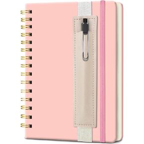 Lined Spiral Notebook 5.7"x 8.27" with Pen Holder & Pen - (Lavender), 160 Pages/80 Sheets, Hardcover - A5 Journal for Gift, Journaling, Writing, Note Taking, School, Work