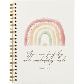 Christian Bible Verse Rainbow Notebook - Scripture Journal Prayer Notebook for Note Taking Church Work, You are Fearfully and Wonderfully Made, College Ruled Hardcover Spiral Notebook 5.5 x 8.3