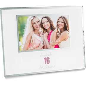 Pavilion - Sweet 16 Sixteen - 4x6 Silver & White Easel Back Glass Picture Frame