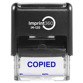 AS-IMP1103R - COPIED Stamp with by: & Date:, Red Ink, Heavy Duty Commerical Self-Inking Rubber Stamp, 9/16" x 1-1/2" Impression