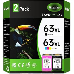 63XL for HP Ink 63 63XL for HP Officejet 3830 4560 4650 4655 5255 5200 5258 Envy 4520 4512 4510 Deskjet 1110 2130 3630 Printer Ink Cartridges Black and Color Combo Pack