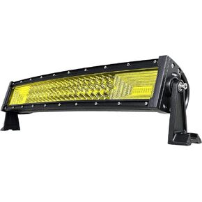 Willpower 32 inch 405W Curved Triple Row Yellow amber Led Light Bar Flood Spot Driving Lights Off Road Lights for Jeep Pickup Truck ATV UTV Wrangler SUV Dodge Ram 4x4,3000K 12-24V