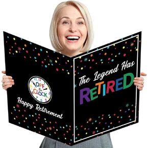 Jumbo Retirement Party Decorations Extra Large Greeting Farewell Card Guest Book Big Giant Happy Party Supplies Gifts for Women Men Huge The Legend Has Retired Card from Coworker Group 14 x 22 Inches