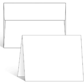 Blank White Cards and Envelopes 200 Pack, Ohuhu 4.25 x 5.5 Heavyweight Folded Cardstock and A2 Envelopes for DIY Greeting Cards, Wedding, Birthday, Invitations, Thank You Cards & All Occasion