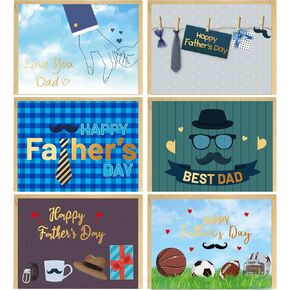 Fancy Land Happy Fathers Day Greeting Cards with Envelopes 24PCS Gold Foil Best Dad Cards Blank Inside Bulk