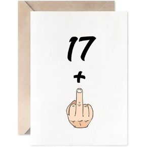 Funny 18th Birthday Card, 17+1 Girl Or Boy Sweet 18 Years Old Birthday Gift Joke Card