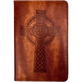 SOHOSPARK Celtic Cross Refillable Faux Leather Journal, 6x8.7 Vegan Lined Writing Journal for Women or Men